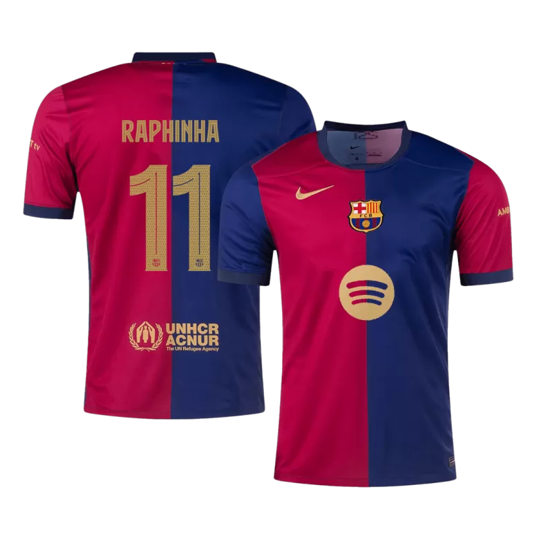 Barcelona RAPHINHA #11 Home Soccer Jersey 2024/25 - UCL Edition(Spotify Logo Without Text) - gojersey