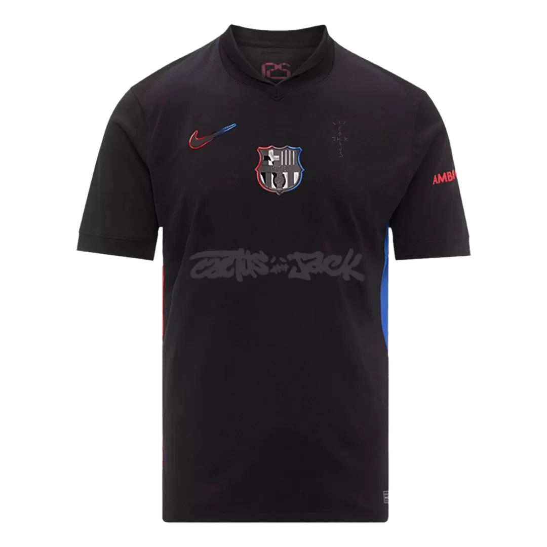 Barcelona X Travis Scott Away Soccer Jersey 2024/25 Black - gojersey