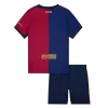 Kid's Barcelona X Travis Scott Home Soccer Jersey Kit(Jersey+Shorts) 2024/25 Red&Blue - gojersey