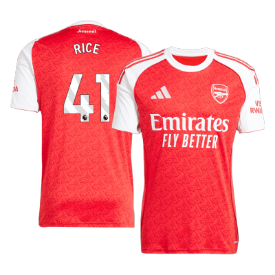 RICE #41 Arsenal Home Soccer Jersey 2025/26 Red - gojersey