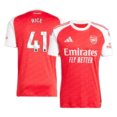 RICE #41 Arsenal Home Soccer Jersey 2025/26 Red - gojersey