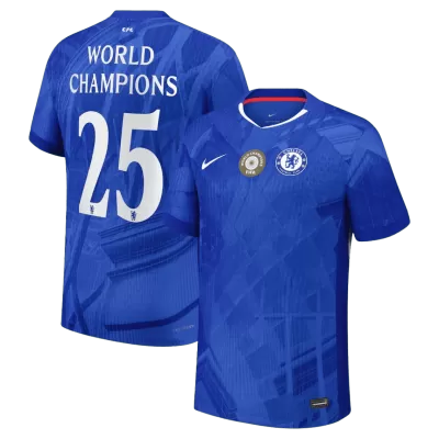 Chelsea WORLD CHAMPIONS #25 Home Soccer Jersey Authentic 2025/26 with chest badge - gojersey