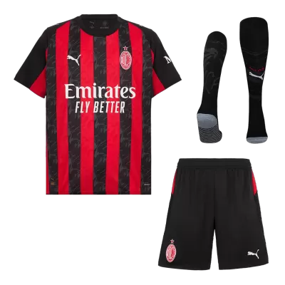 AC Milan Home Soccer Jersey Kit(Jersey+Shorts+Socks) 2025/26 Red&Black - gojersey