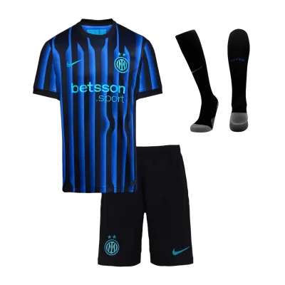Kid's Inter Milan Home Soccer Jersey Kit(Jersey+Shorts+Socks) 2025/26 Blue&Black - gojersey
