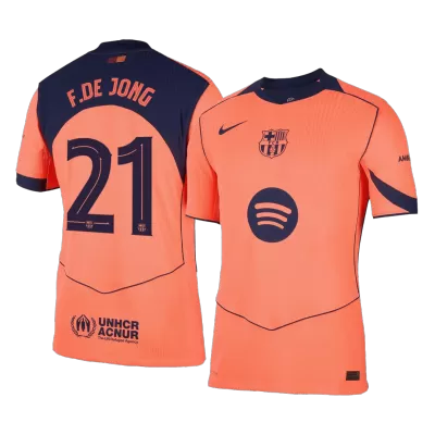 F.DE JONG #21 Authentic Barcelona Third Away Soccer Jersey 25/26 Orange- UCL - gojersey