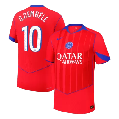 O.DEMBÉLÉ #10 Authentic PSG Third Away Soccer Jersey 25/26 Red - gojersey