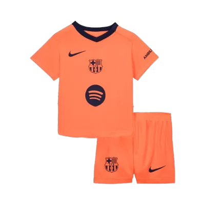 Kid's Barcelona Third Away Soccer Jersey Kit 25/26 Orange - gojersey
