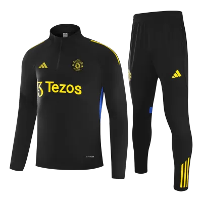 Kid's Manchester United Zipper Sweatshirt Kit(Top+Pants) 25/26 Black - gojersey